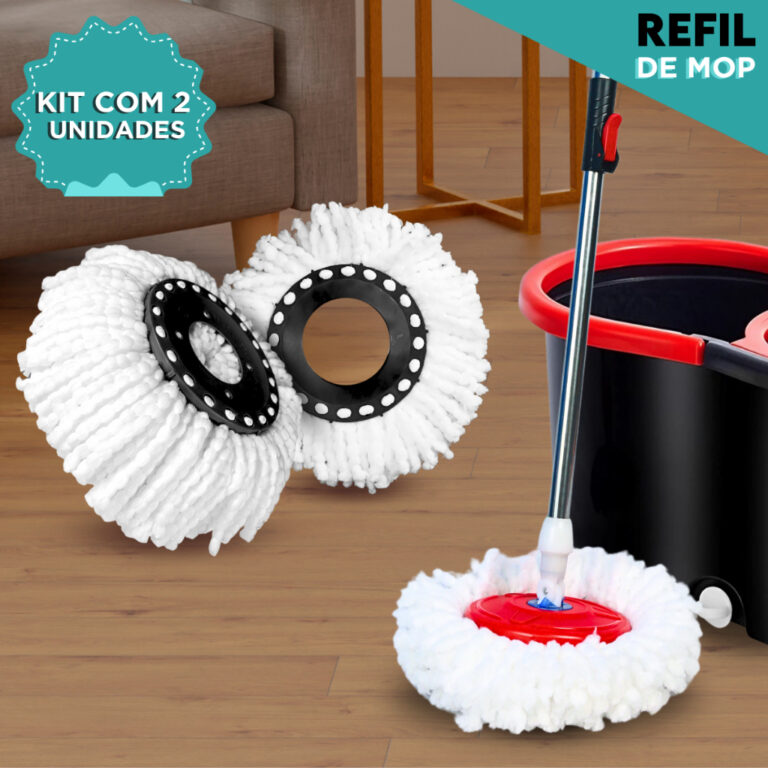 Refil Mop Giratório Universal Esfregão Kit Com 2