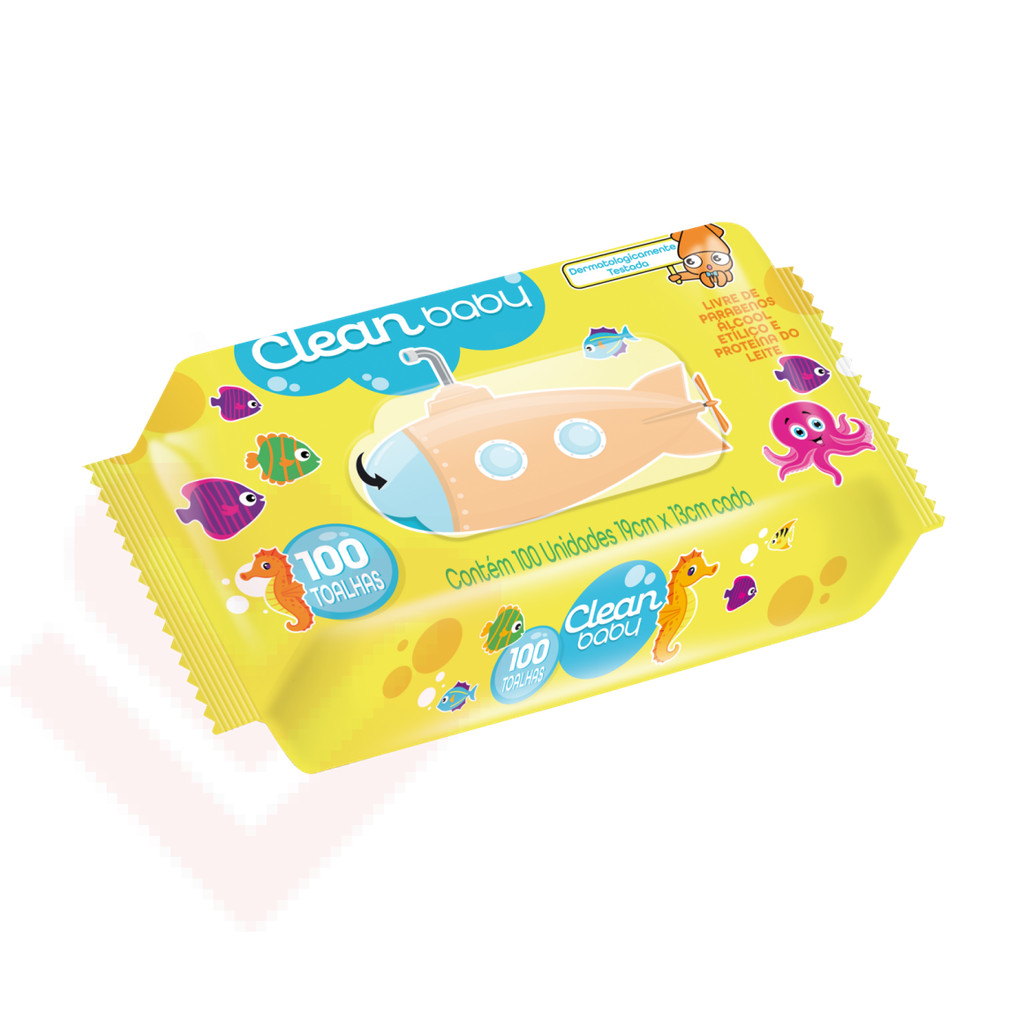 Toalhas Umedecidas Clean Baby com 100 unidades