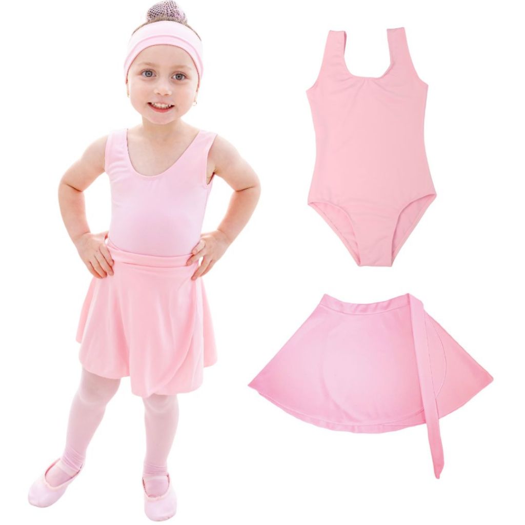 Collant Regata e Saia De Transpassar Kit 2 Itens Ballet Infantil