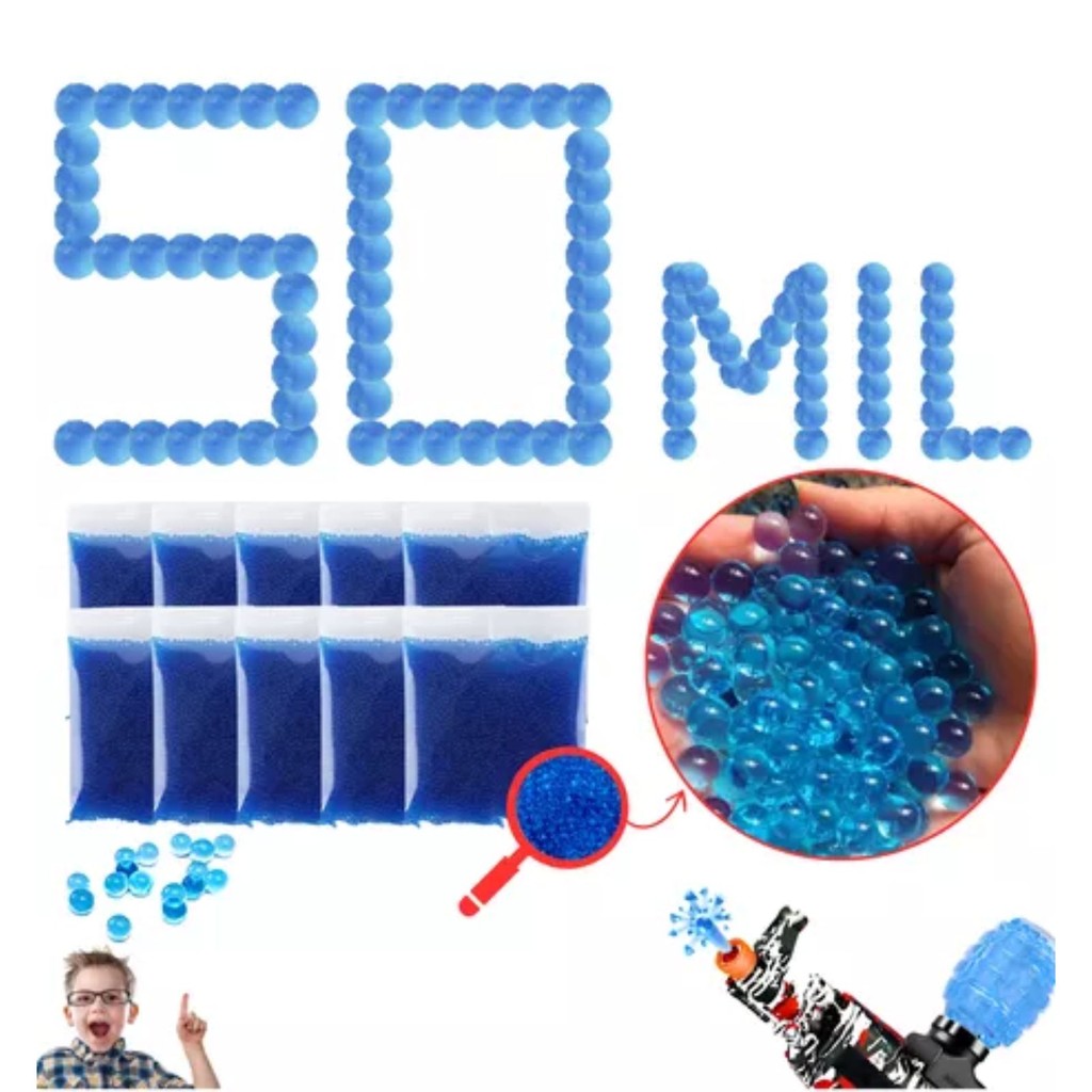 Kit 50.000 Bolinha de Gel Que Cresce Na Agua 7-8 mm Munição