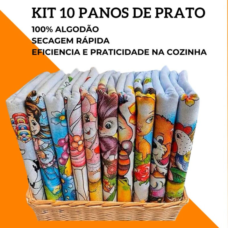 10 Panos De Prato 100% Algodão 69x45cm Copa Cozin