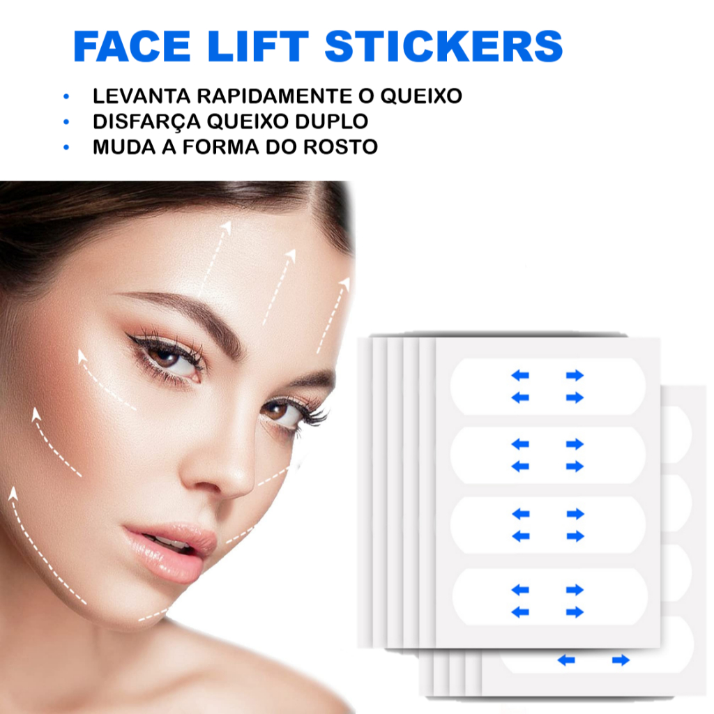 Adesivo Lifting Facial Fita Invisível Antirrugas Antienvelhecimento Estica a Pele Disfarça as Rugas