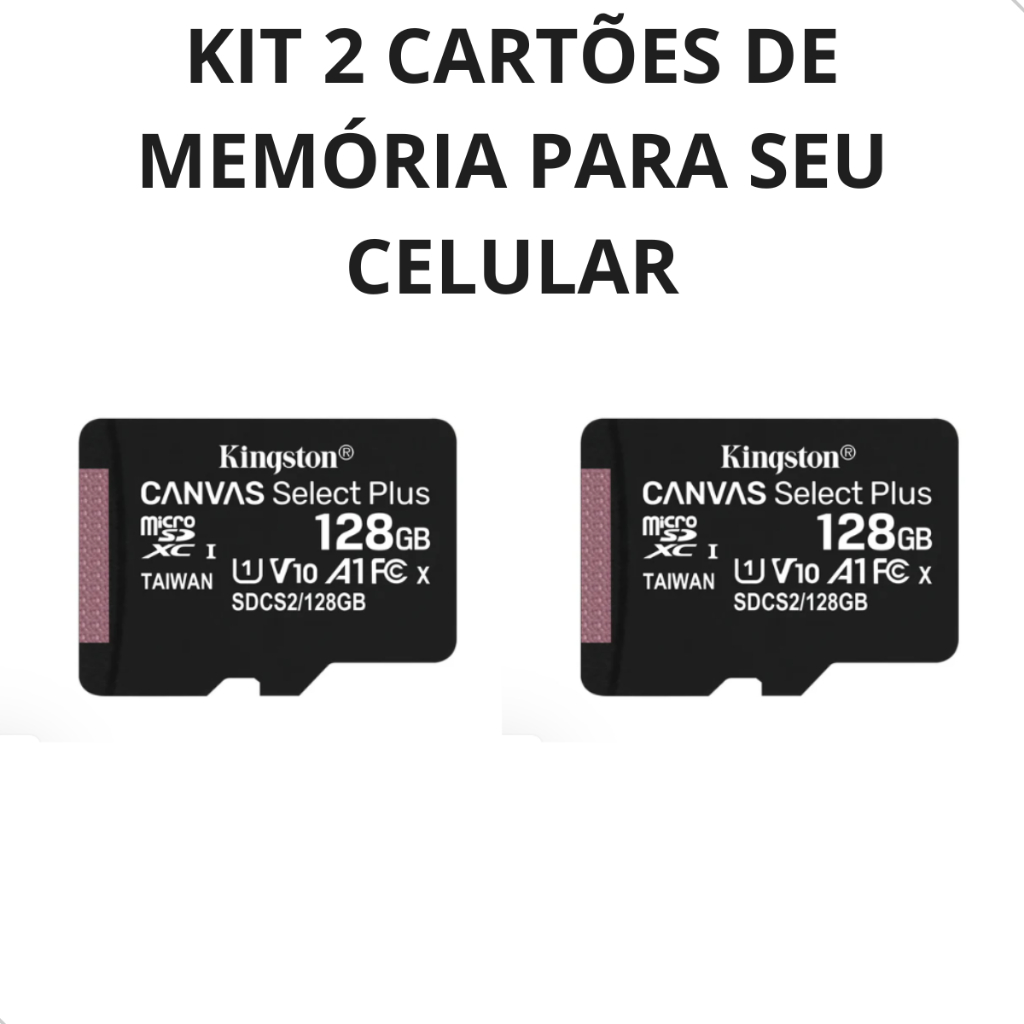 Kit 2 cartões de memória 128gb smartphone celular armazenamento