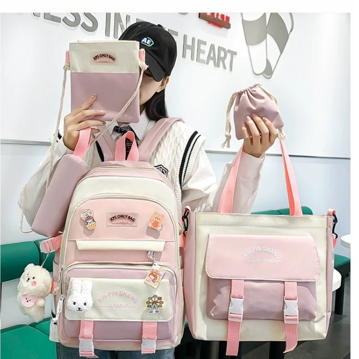 Kit 5 Bolsa Mochila Femina  De Nylon adequado Para
