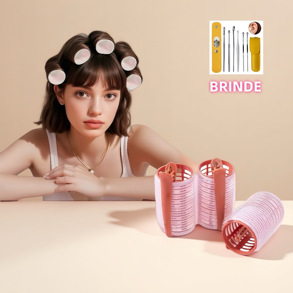 Kit com 10 Bobs de Velcro para Cabelo + 10 Prendedores  Modeladores DIY  Tamanho Único 6,3×2,5cm