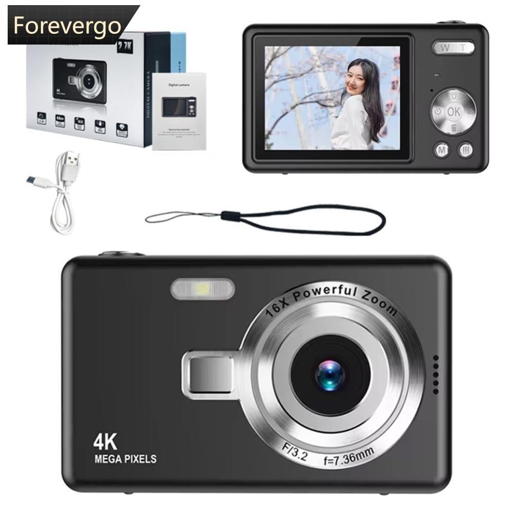 FOREVERGO 4K HD 1080P Câmera Digital Anti-Vibração Autofoco Vlogging 96MP Portátil Zoom 16X Para Cri