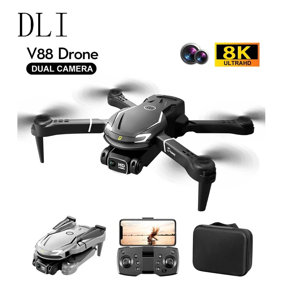 Drone V88 4K Câmera Dupla Profissional Para Evitar Obstáculos Fotografia Aérea Quadricóptero Fluxo