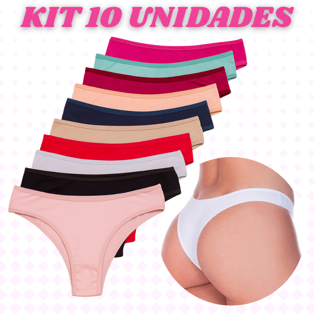 Kit Calcinha Feminina, Calsinha Tanga Adulto Micro Fibra do P ao G,