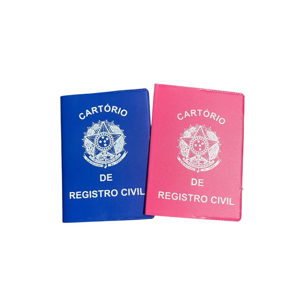 Porta Certidão de Nascimento Azul e Rosa 12x17cm  Capa Protetora Registro Civil em PVC