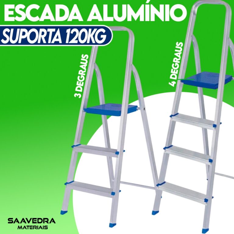 Escada de Alumínio Portátil Pequena 3 e 4 Degrau