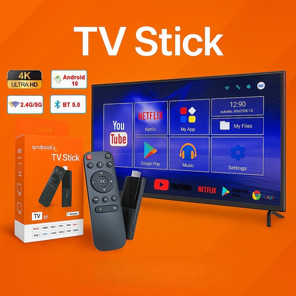 Stick 4K Ultra HD Sistema Android- 512GB+1TB, Controle por Voz Bluetooth, Wi-Fi 5G, HDMI