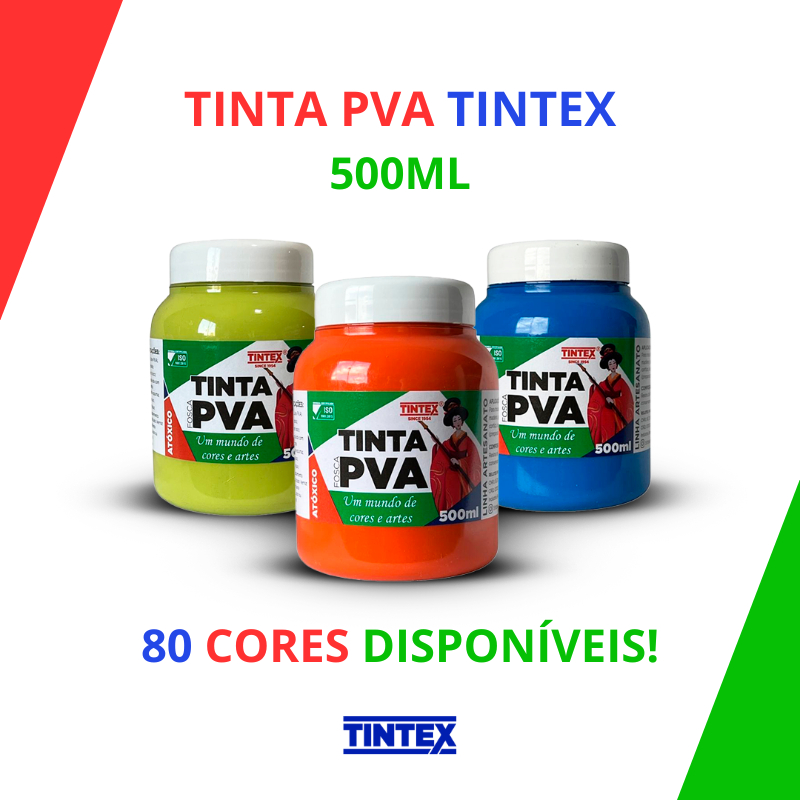 Tinta PVA Fosca 500ml – TINTEX | Artesanato, pintura, MDF