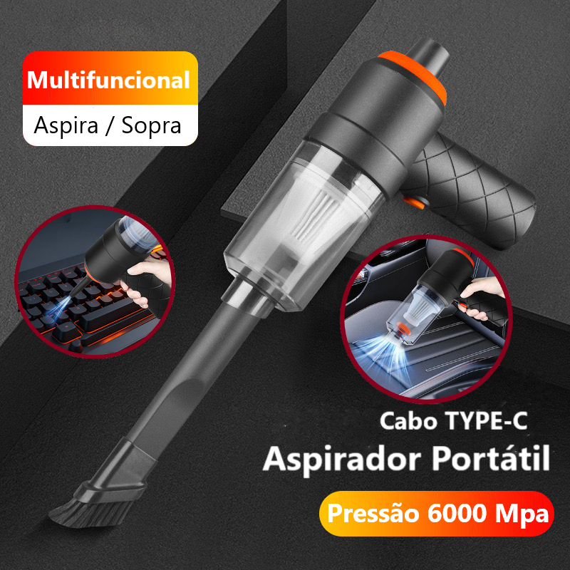 Aspirador/Soprador Pó Multifuncional USB Portátil Completo Linha Premium Carro Veículo Automóvel ECa