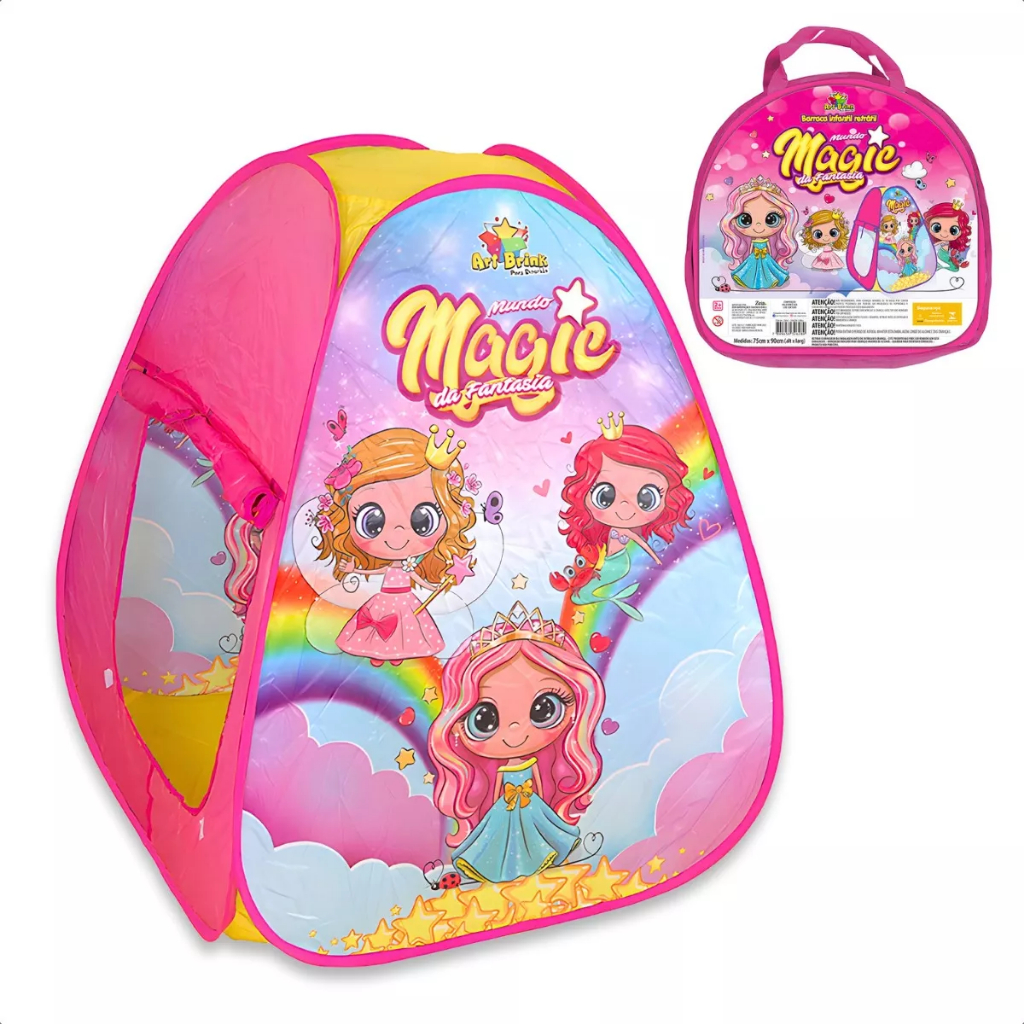 Barraca Infantil Retrátil Magic Princesas Menina Original – Poliéster E Aço