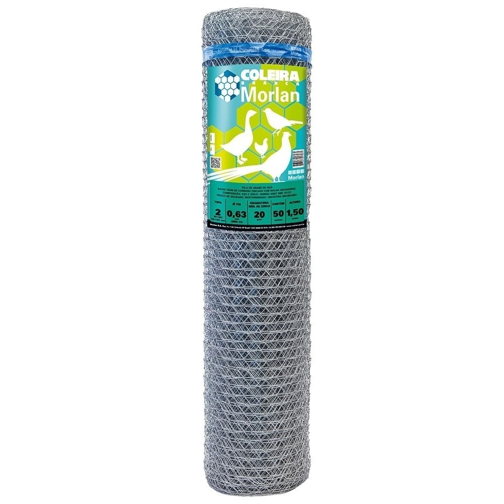 Tela Coleira Branca Morlan para Galinheiro 2 23×1,50x50m