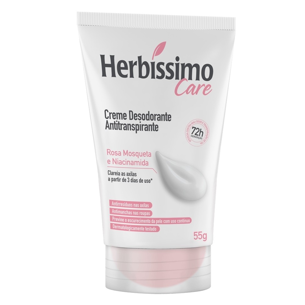 Creme Desodorante Antitranspirante Herbíssimo Care Rosa Mosqueta E Niacinamida 55g