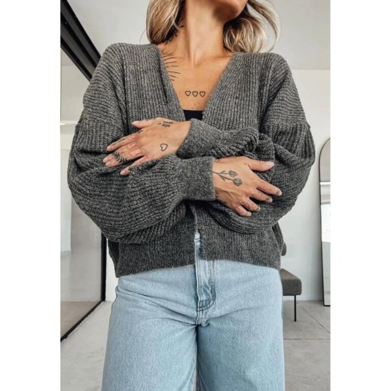 Cardigan Feminino de Tricot Casaco Curto de Trico 