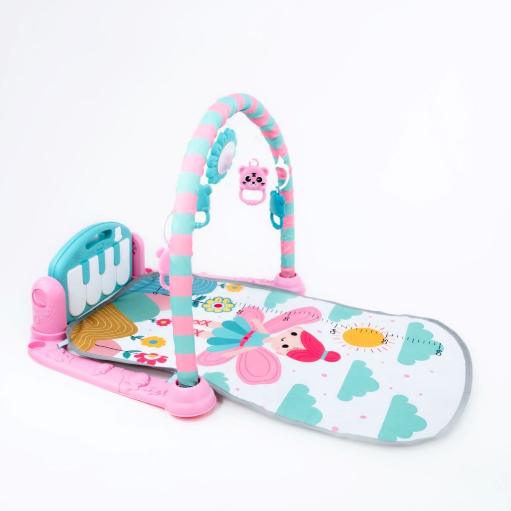Tapete Infantil Atividades Bebê c/ Piano Musical, Móbile, Brinquedos Sensorial, Arco Educativo