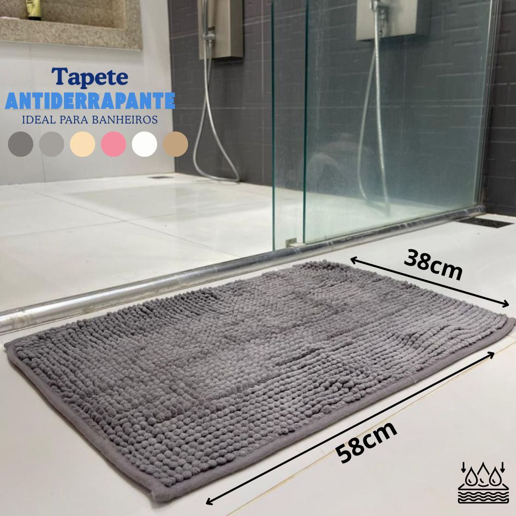 Tapete Bolinha Antiderrapante Para Banheiro Alta Absorção