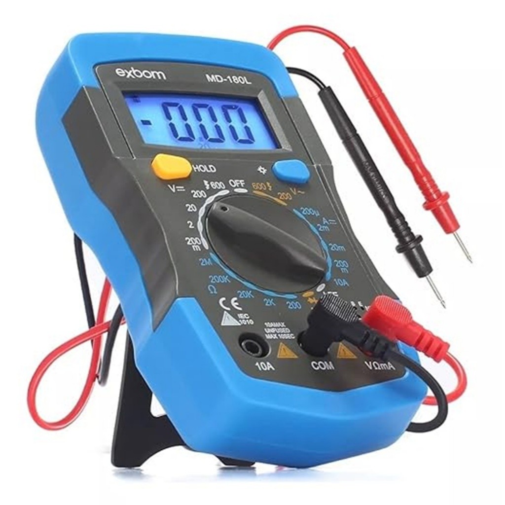 Multimetro Digital Profissional Sem Bipe e Com Bipe Dígitos Voltimetro Iluminado Com Bateria e Ponta