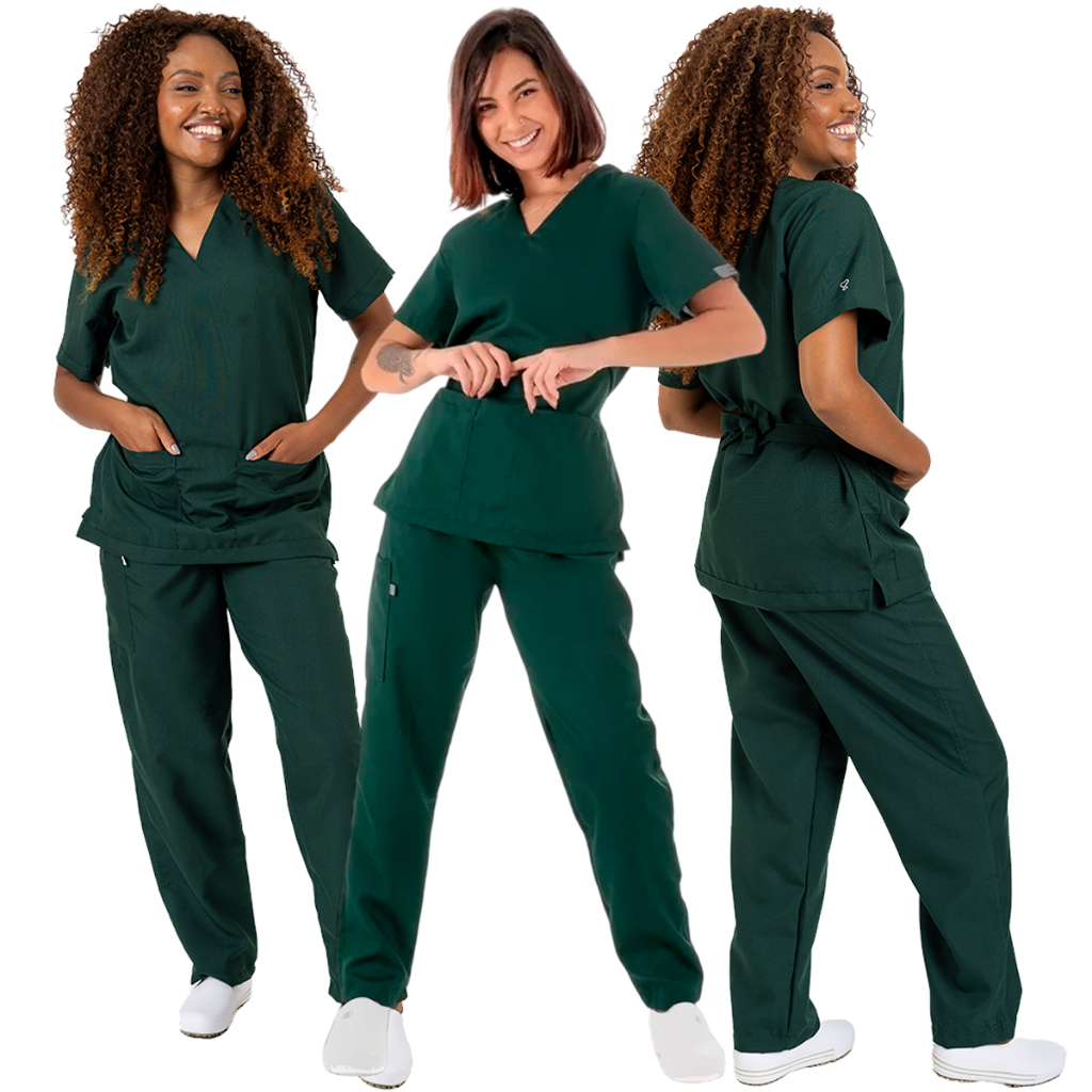 Pijama Scrubs Privativos Conjunto Uniforme Profissional Hospitalar Não Mancha Não Amassa Seca Rápido