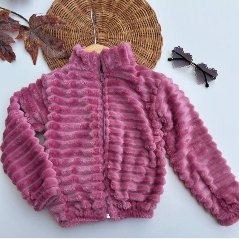 Blusa de Frio Menina Puff Infantil Jaqueta Fofa Soft Pelinho Tedy Casaco Teddy Quente Roupa de Frio
