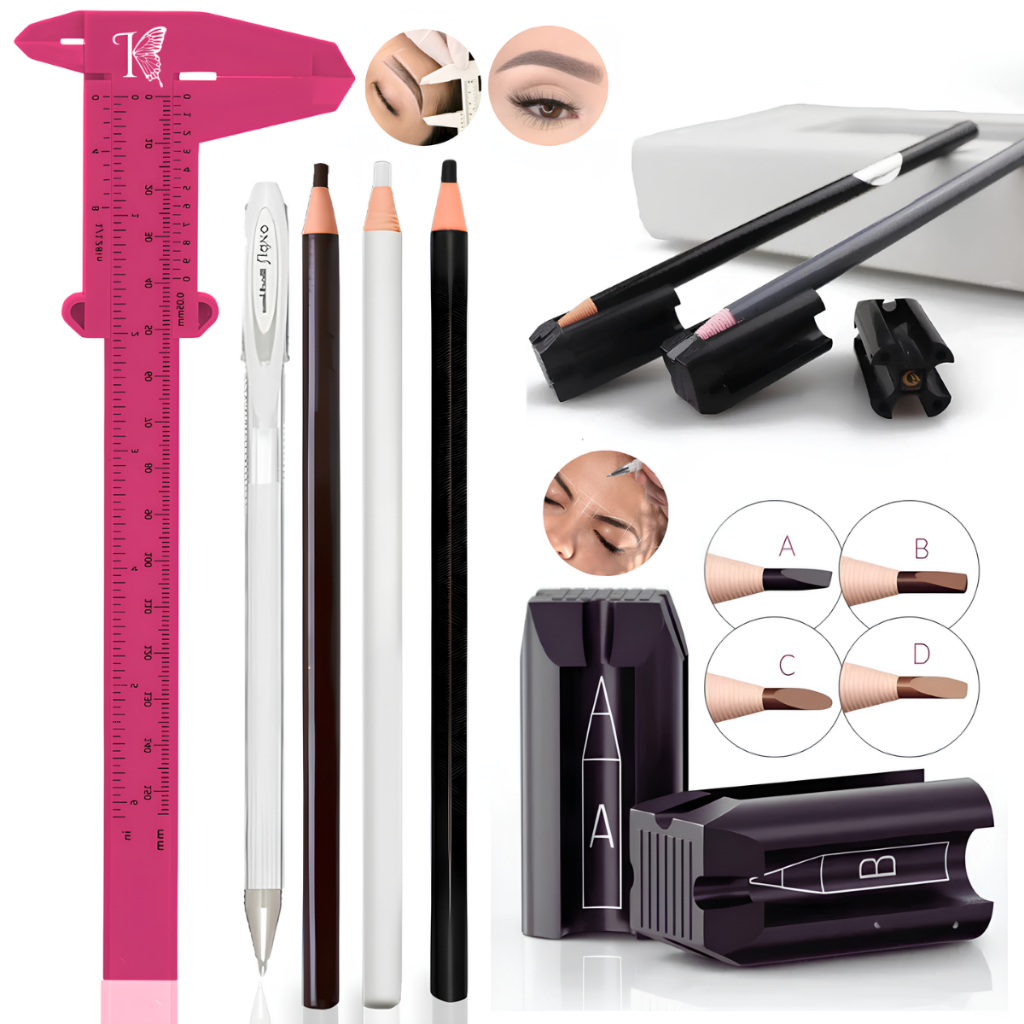 Kit Marcação Profissional Paquímetro Apontador Lápis Caneta Branca em Gel Completo