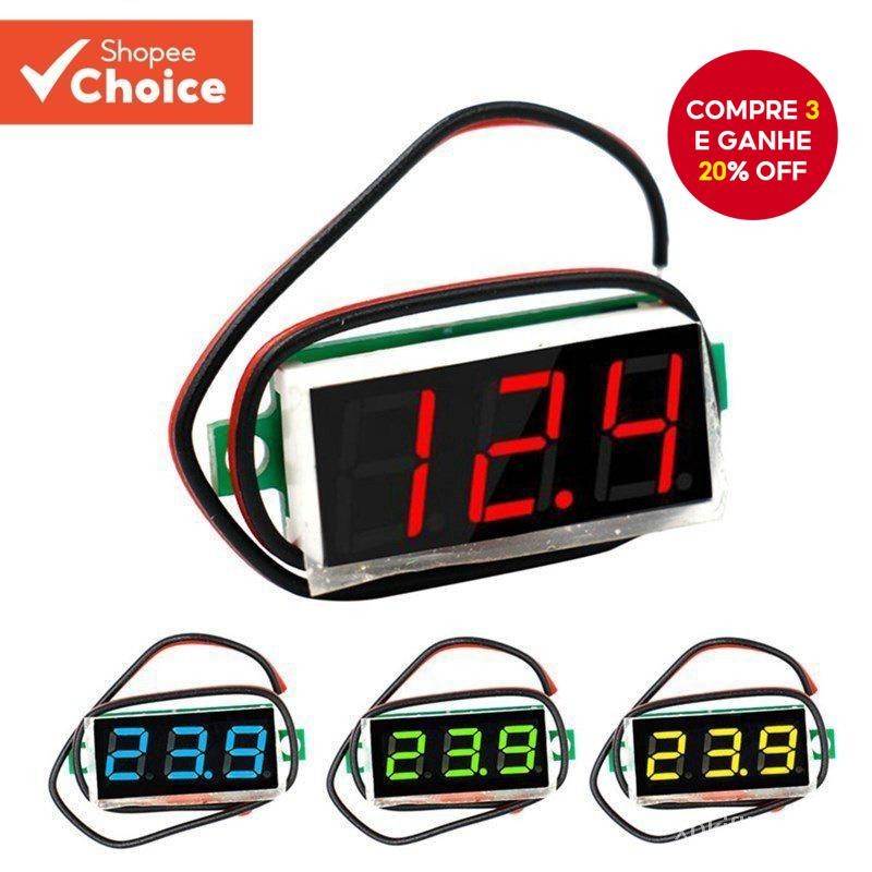 Um Conjunto De Voltímetro Digital , 0.28 Polegada Display LED DC 3.5V-30V Testador De Tensão Para Ba