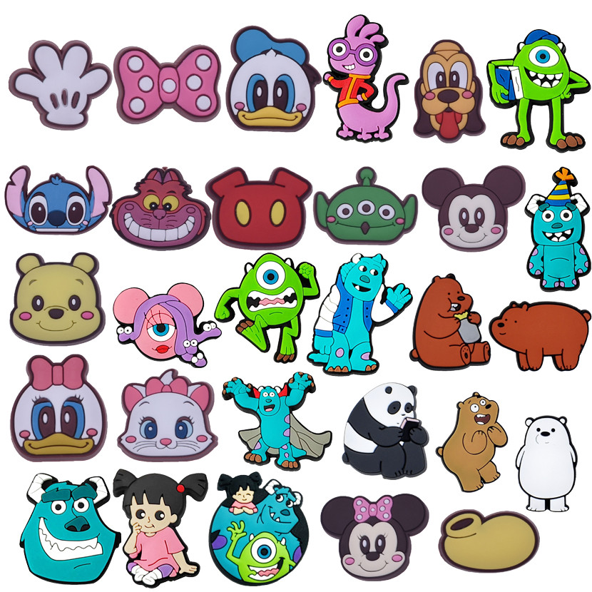 Para Pins Novo Colorido Panda Gato Monstro DIY Sapatos Charme Botão