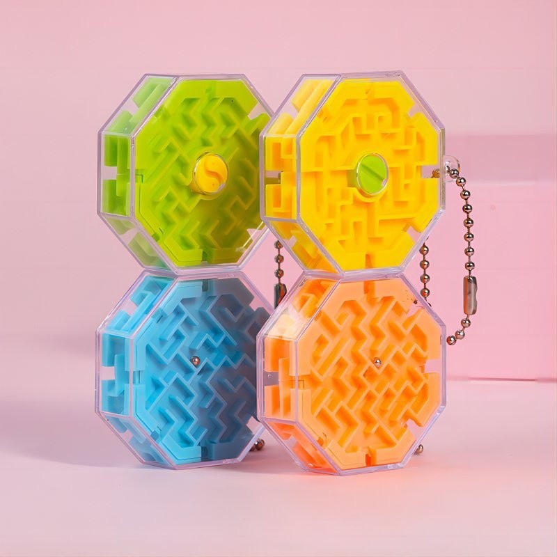 Labirinto de Dez Lados Roll-On para Crianças Mini Jogo Roll-On de Balança 3D Pingente Labirinto