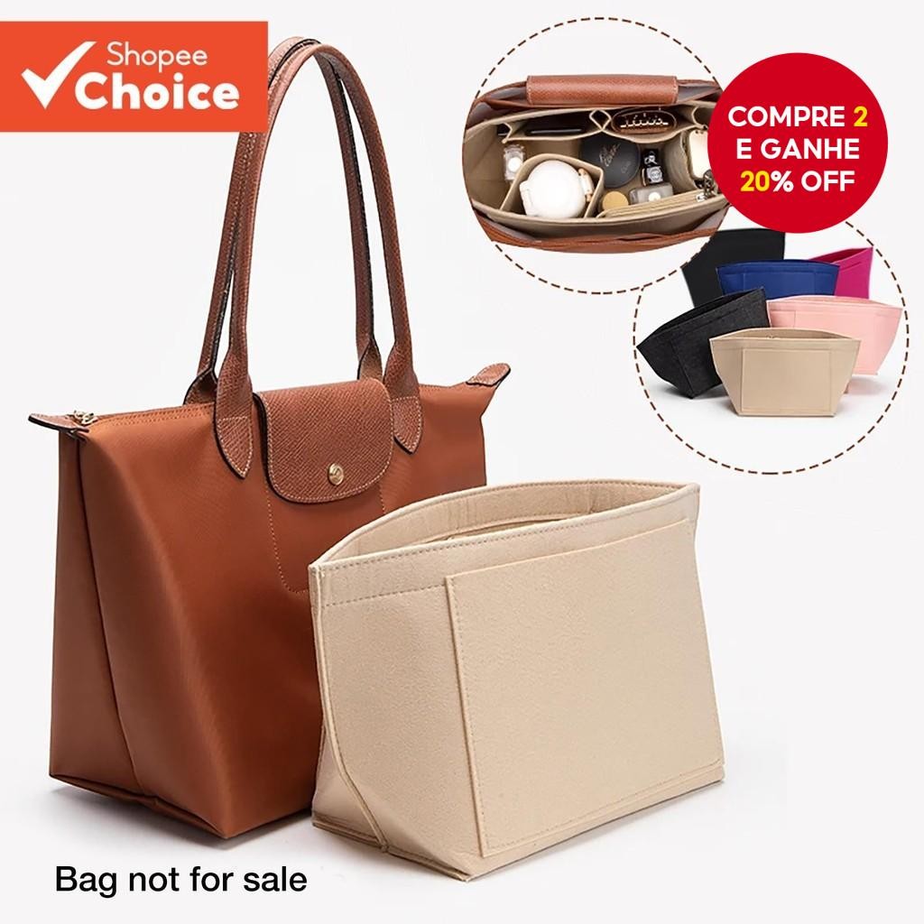 Bolsa Organizadora De Feltro Para Maquiagem , Adequada Longchamp Le Pliage , Forro , Pano