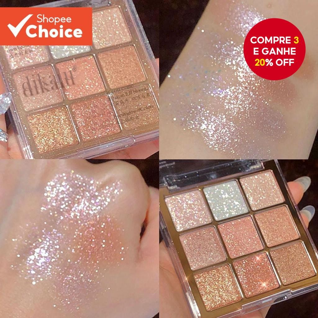 Paleta De Sombras De Floco De Neve De Natal Com Brilho De 9 Cores DIKALU-Maquiagem Para Olhos Totalm