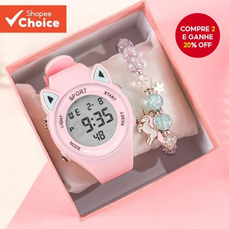 Relógio Infantil Com Pulseira Conjunto De Present