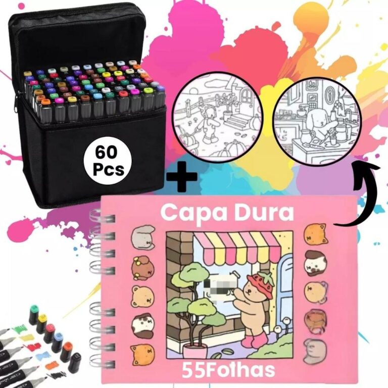BGoods Coloring livro Kit Capa Dura 55 Páginas + 