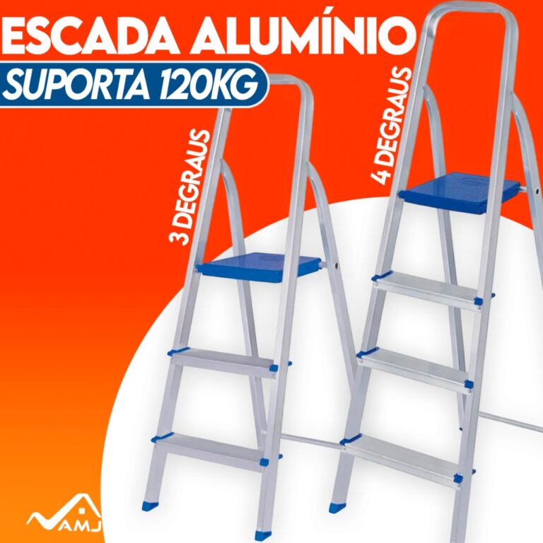 Escada de Alumínio Portátil Pequena 3 e 4 Degrau