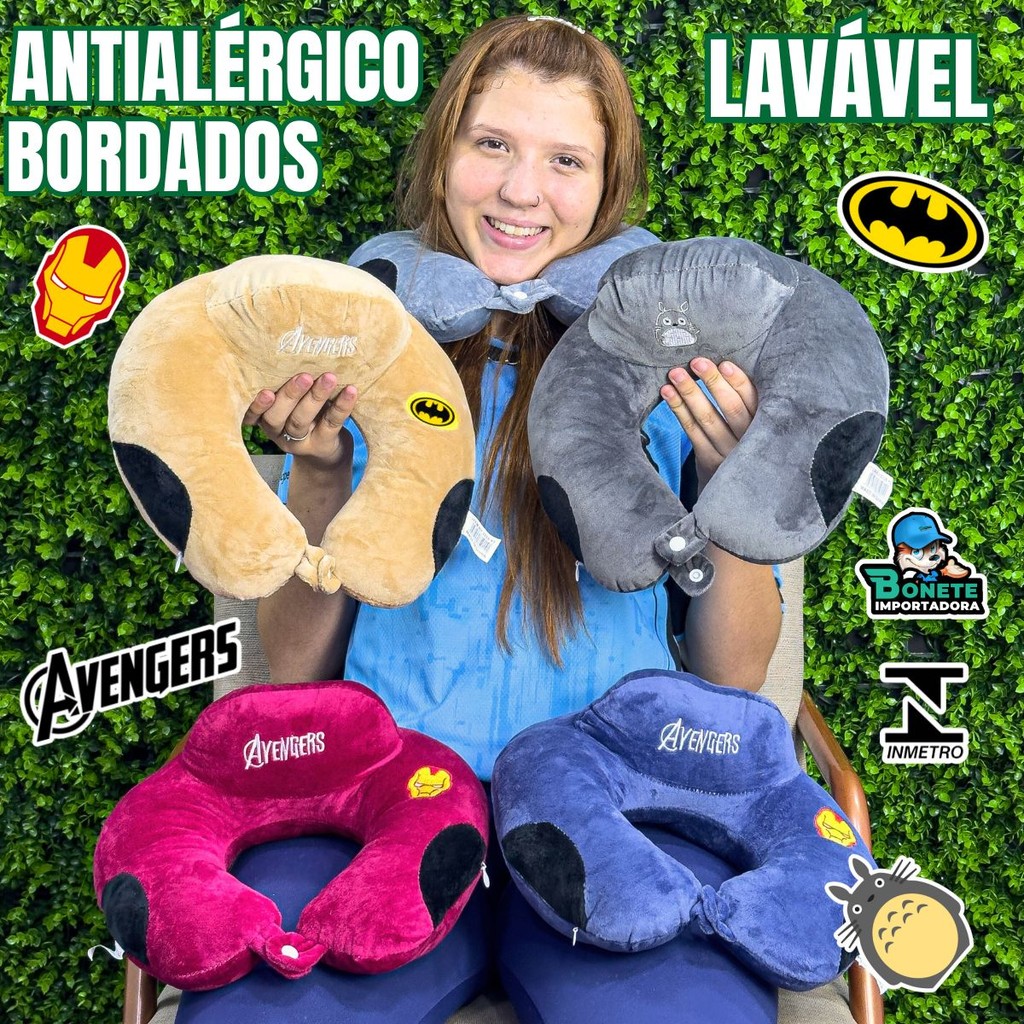 Apoio de Pescoço Bordado  Conforto Ergonômico, Lavável e Antialérgico