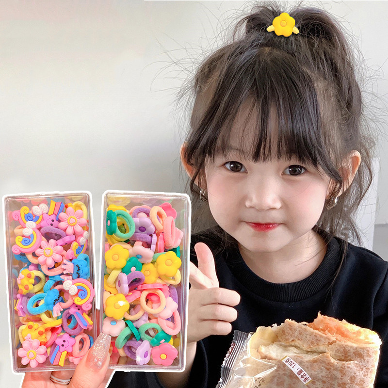10Pcs Coreano Estilo Baby Girls Elástico Borracha Sem Costura Faixa De Cabelo Ponytail Set Conjunto