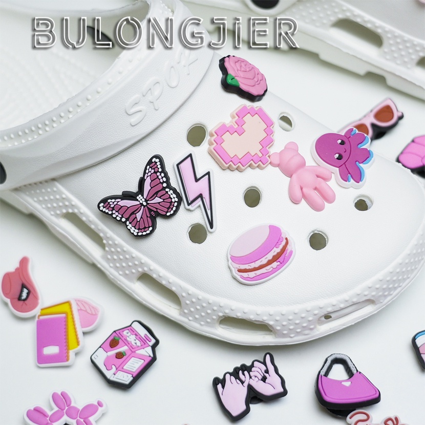Shoe Decoration for Clog/Button Pendant Clog Shoes Acessórios/Fêmea ins Fashion Pink