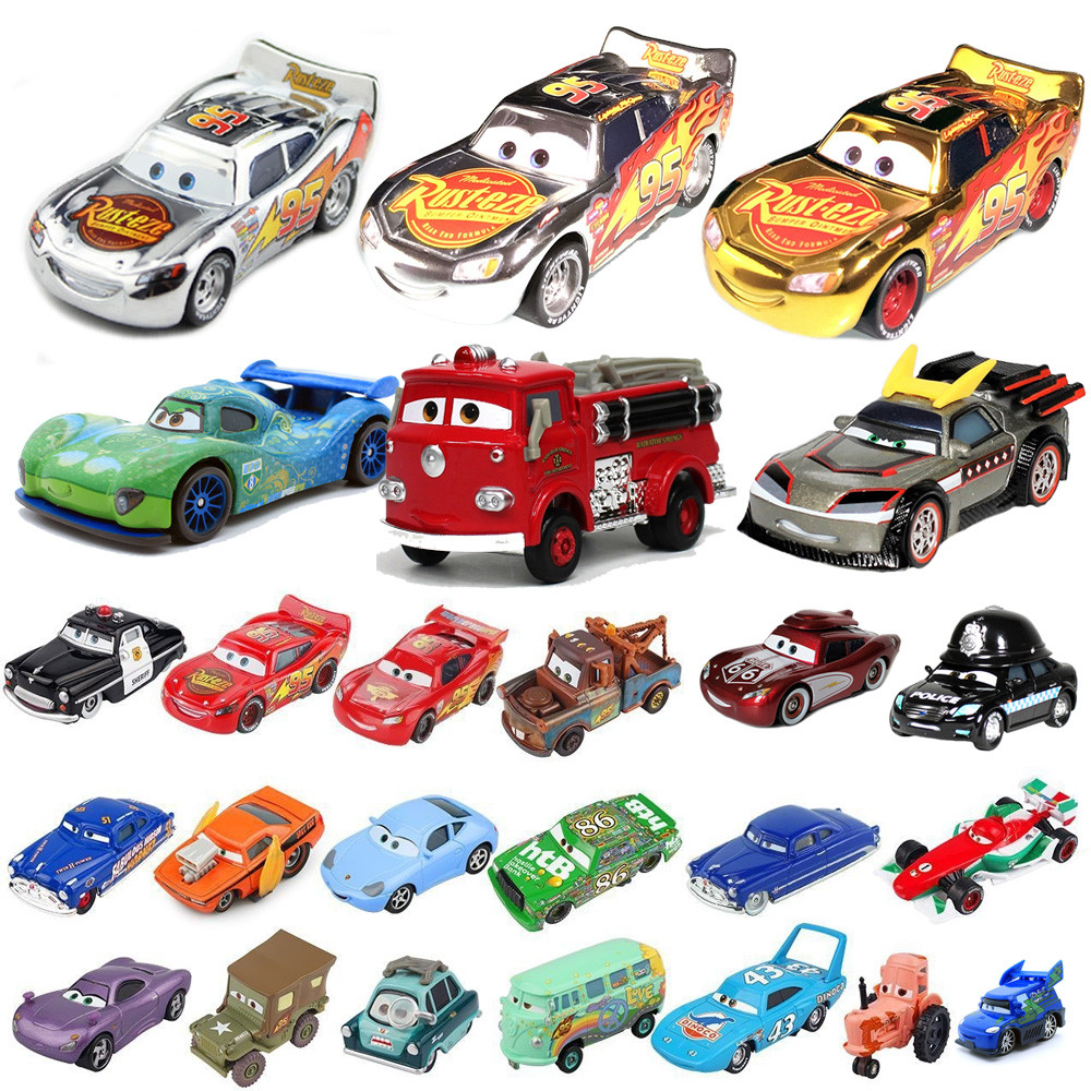 (Estoque pronto) Cars 2-3 Relâmpago McQueen Mater Jackson Storm Ramirez 1:55 Diecast Pode deslizar V