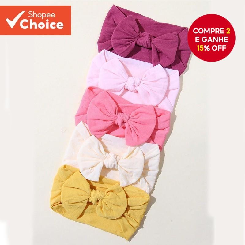 Adoráveis 5 Peças De Tiaras De Bebê De Cor Sólida  Laço Elástico Macio Para Meninas