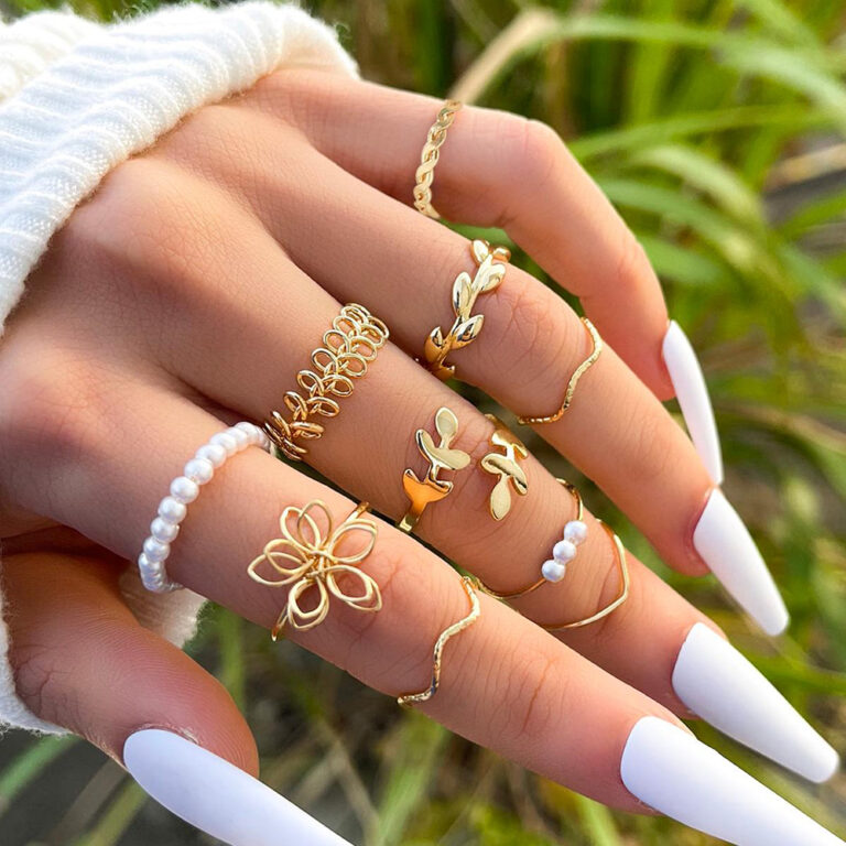 Conjunto de 10 Anéis de Flores Ocados Fashion, An