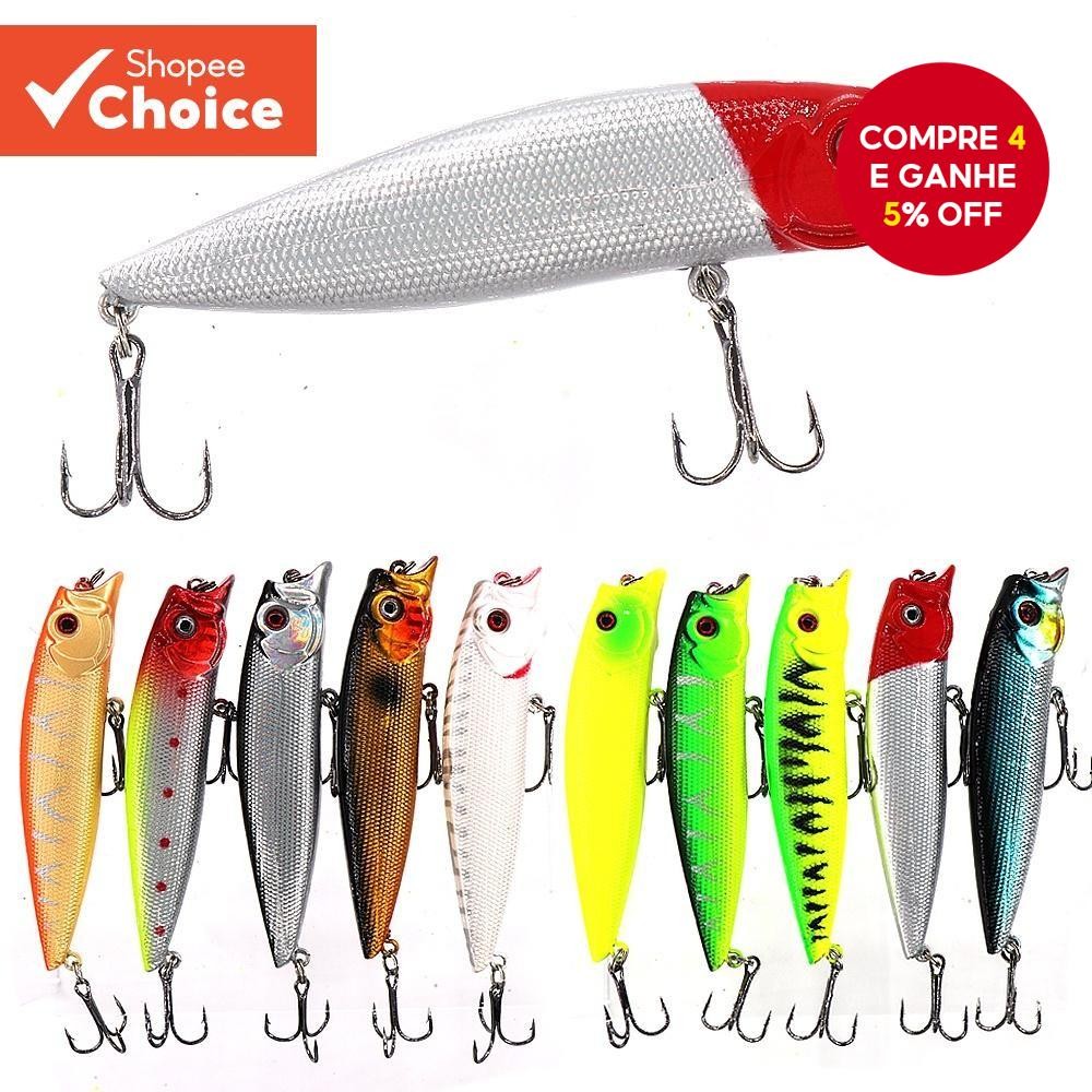 Isca De Pesca 9,5cm/12g Dura Popper Com Anzol Agudos Olhos 3D