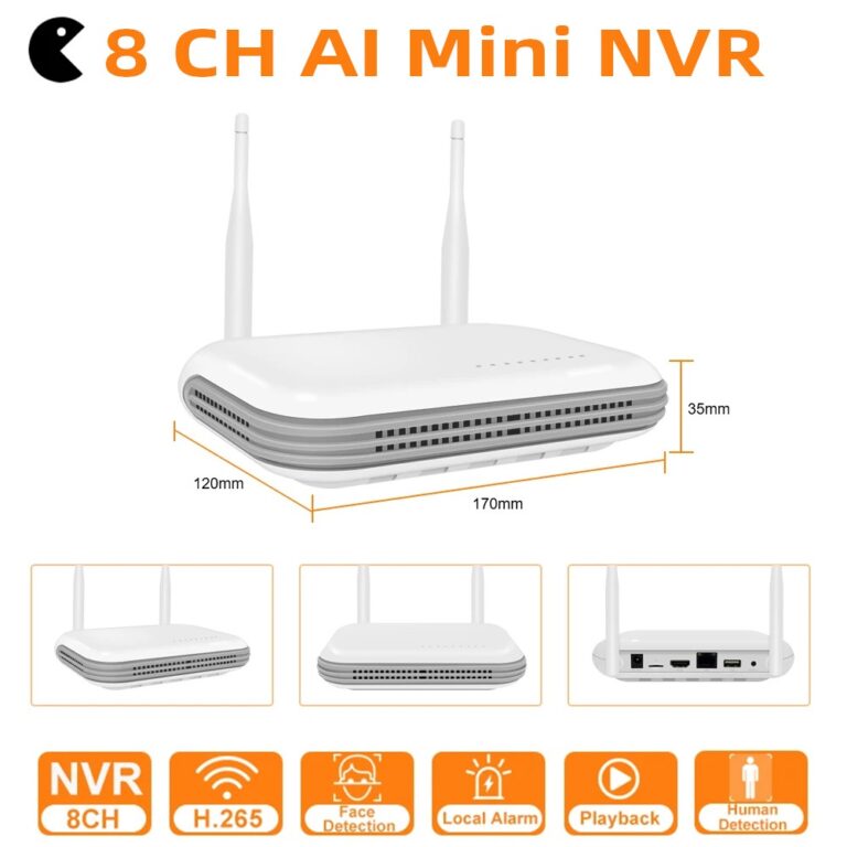 Mini NVR WiFi 8CH 3MP 4CH 5MP H . 265 Gravador De 