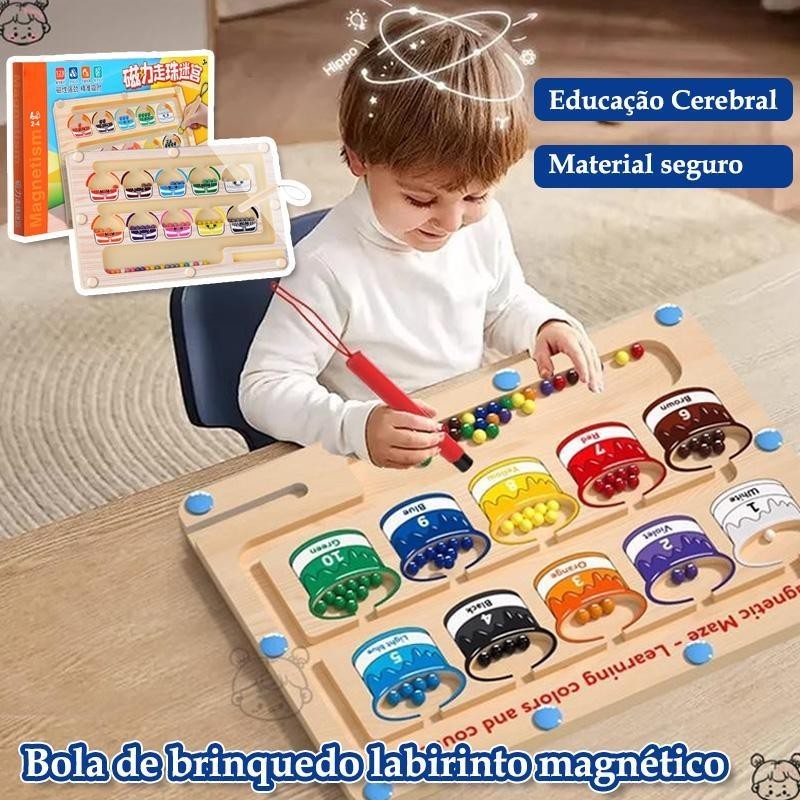 Placa Labirinto Magnético Colorido Classificação Jogo Brinquedo Montessori Labirinto Para 1 Ímãs cae