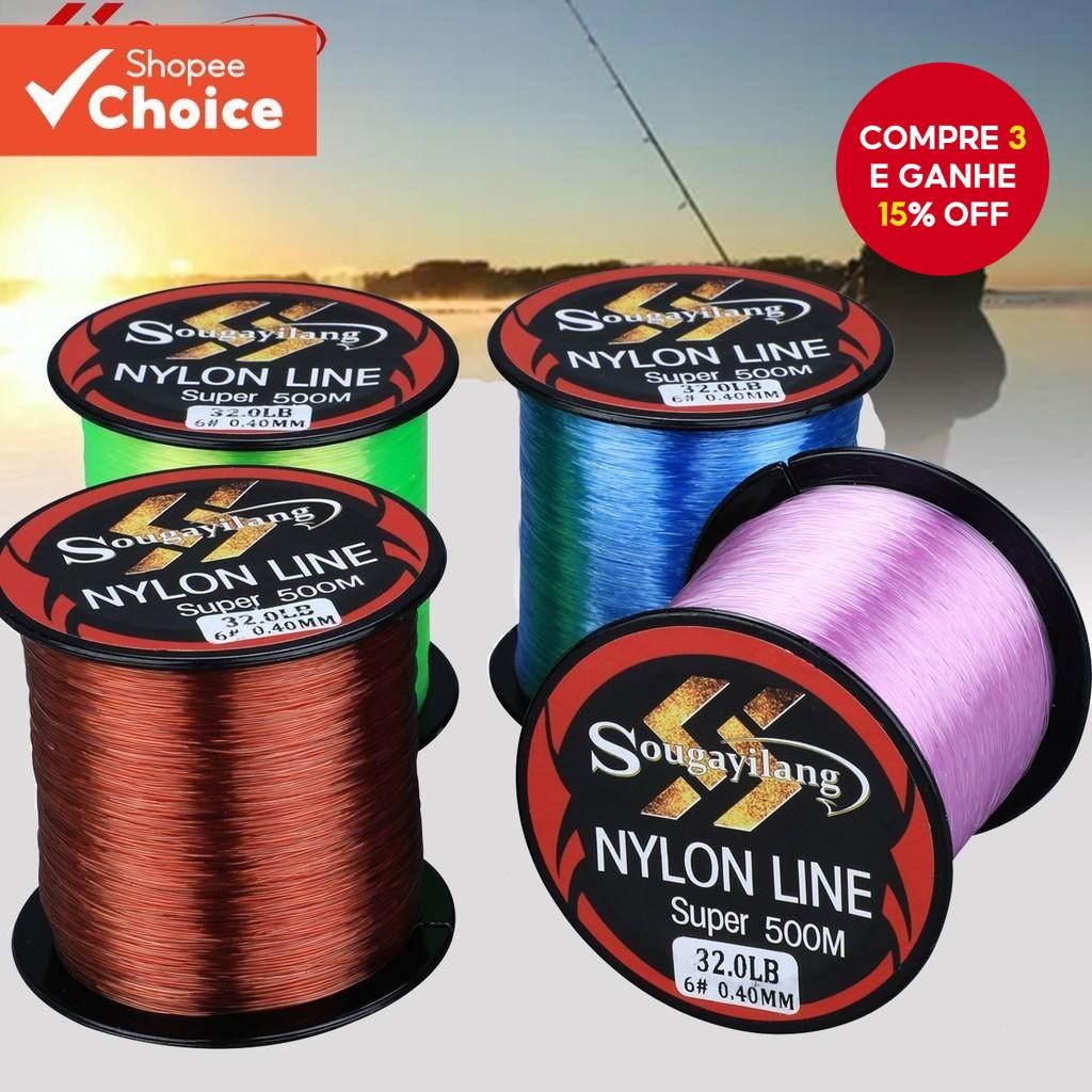 Linha De Pesca De Nylon 500m Verde Durável 8 # 0.45mm 36.3lb Força Para Competição