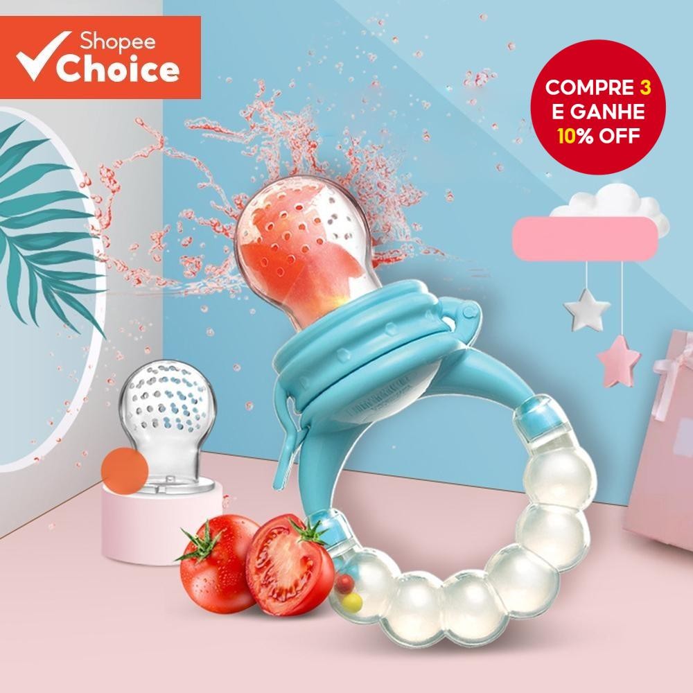 Pacote de Baby Teether Frutas Silicone Happy Rattle Pacifier de Mordida
