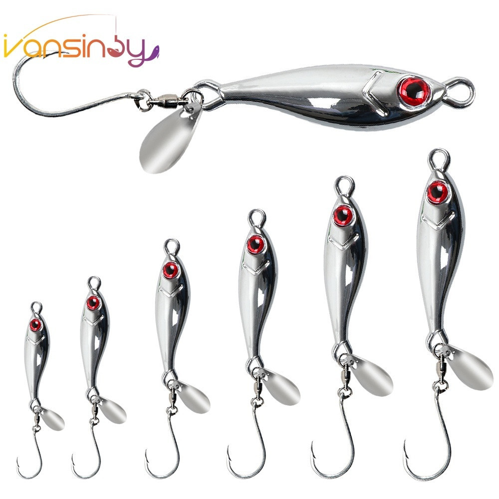 5g-40g iscas artificial micro jig de pesca Metal Tiro Longo Isca Dura Colher De Anzol Artificial Fia