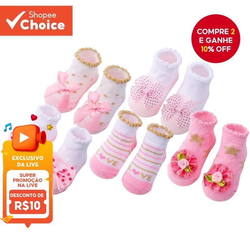 Meias De Algodão Para Bebês Meninas Acessórios De Desenho Animado 5 Pares/Conjunto Recém-Nascidos De