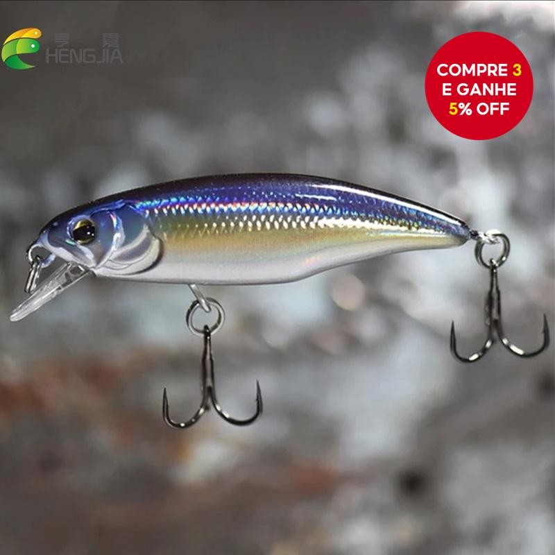 HENGJIA 1 Pacote Pequena Isca De Pesca 60mm 4.3g Minnow Afundado Mini Olho 3D Artificial De Água Sal