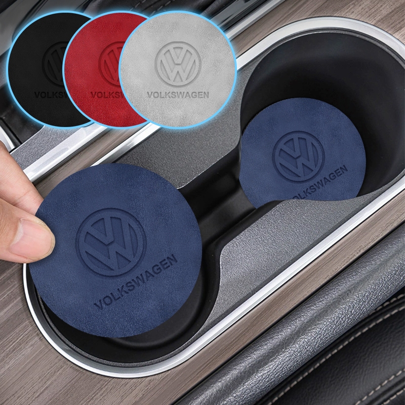 2pcs Tapete De 4 Cores Para Copos Com O Logotipo Do Carro Camurça De Água Carros VW Volkswagen Jetta